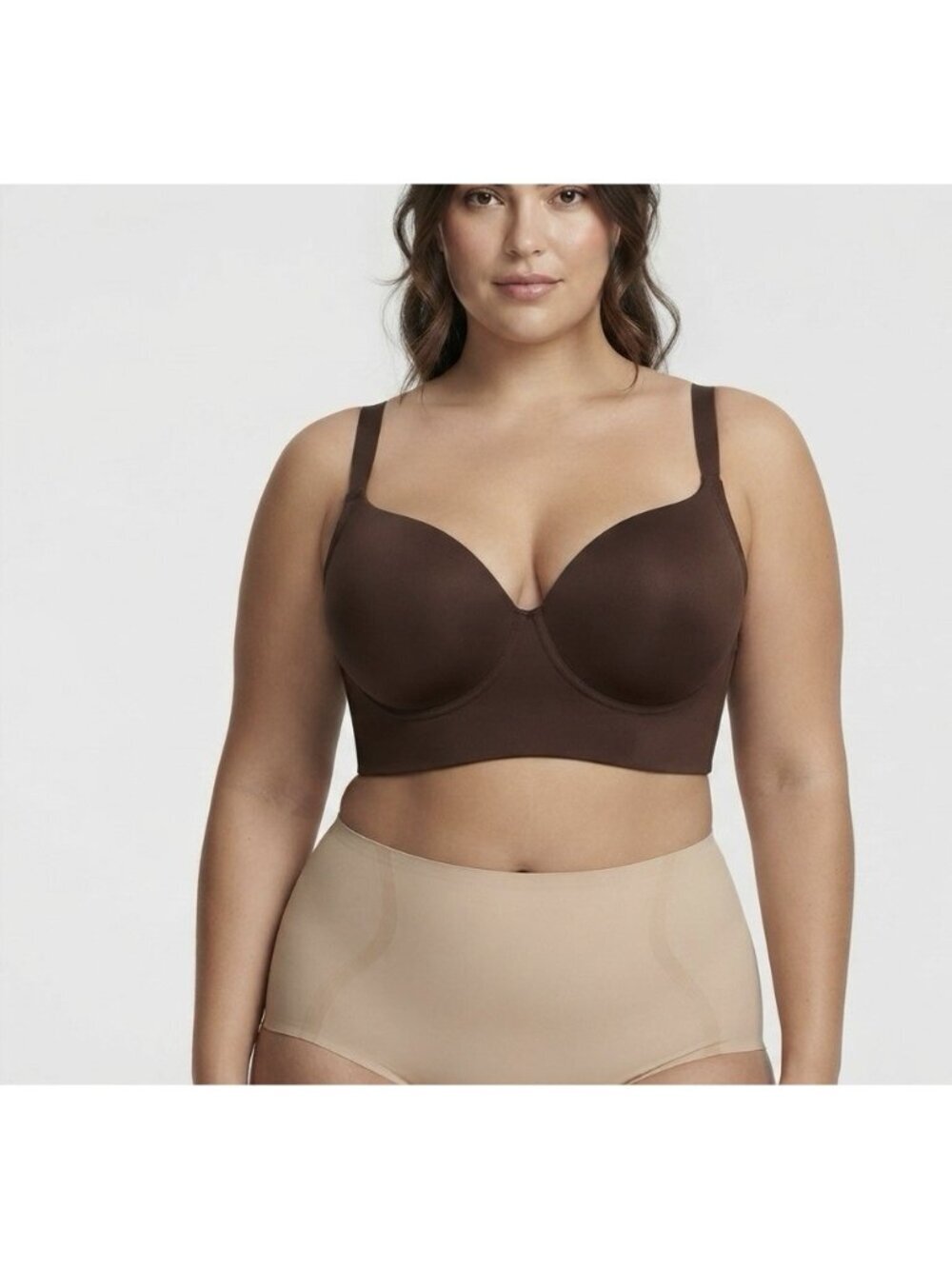 Shapellx Bare Essentials™AirSlim 48DD Brown Back Smoothing Underwire Push-Up Bra